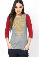 Global Desi Grey Solid Kurtis