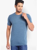 Highlander Blue Solid Round Neck T-Shirts