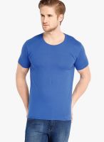 Highlander Blue Solid Round Neck TShirts