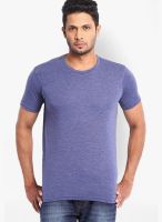 Highlander Cobalt Blue Solid Round Neck T-Shirts