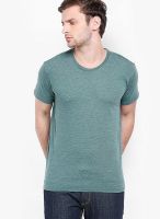 Highlander Green Solid Round Neck T-Shirts