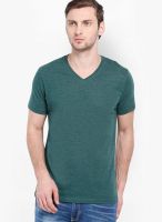 Highlander Green Solid V Neck T-Shirts