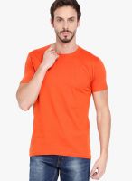 Highlander Orange Solid Round Neck TShirts