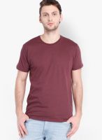 Highlander Red Solid Round Neck T-Shirts