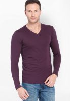 Highlander Wine Solid V Neck TShirts