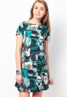 I AM FOR YOU Green Colored Printed Shift Dress