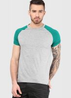 Incult Grey Solid Round Neck T-Shirts