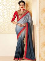 Inddus Grey Embroidered Saree