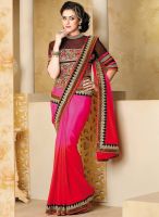 Inddus Pink Embroidered Saree