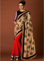 Indian Women By Bahubali Cream Embroidered Saree