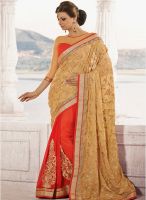Indian Women By Bahubali Golden Embroidered Saree
