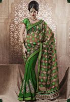 Indian Women By Bahubali Green Embellished Saree