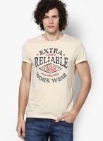 Jack & Jones Beige Crew Neck T Shirt