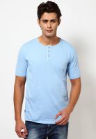 Jack & Jones Blue Solid Round Neck T-Shirts