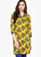 Jaipur Kurti Yellow Printed Kurta