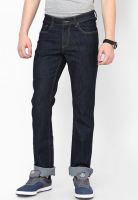 John Players Blue Solid Slim Fit Jeans