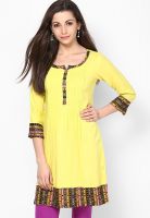 Jugnu Yellow Printed Kurta