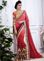 Kalista Fashions Maroon Embroidered Saree