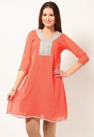 Kira Peach Embellished Kurtis