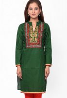 Kurti'S Green Embroidered Kurtis