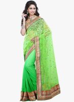 Lookslady Green Embroidered Saree