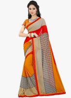 Lookslady Orange Printed Saree