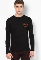 Monteil & Munero Black Solid Round Neck T-Shirt