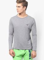 Monteil & Munero Grey Solid Round Neck T-Shirts