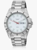 Omax Ss-164 Silver/White Analog Watch