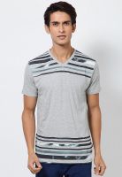 Phosphorus Grey Striped V Neck T-Shirts