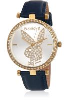 Playboy Bpb-0012-A Blue/White Analog Watch
