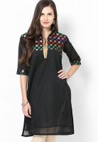 Plume Cotton Black Kurta