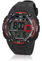 Q&Q M075J002Y Black/Red Digital Watch