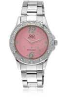 Q&Q Q761J215Y Silver/Pink Analog Watch