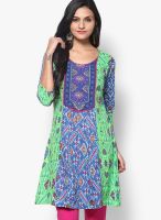 Rain & Rainbow Green Cotton Kurta