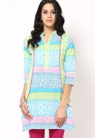 Rain & Rainbow Green Printed Kurtis