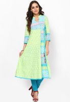 Rain & Rainbow Green Printed Kurtis