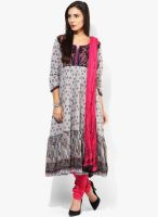 Rain & Rainbow Grey Printed Cotton Suit Set