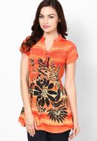 Rain & Rainbow Orange Printed Kurta