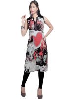 Raindrops Red Digital Print Cotton Voile Kurta