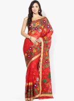 Rang Banarasi Supernet Banarasi Embroidery Red Saree