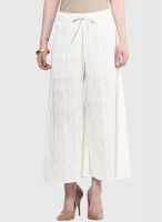 Rangmanch By Pantaloons White Cotton Solid Palazzo