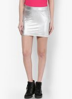 SISTER'S POINT Silver Flared Skirt
