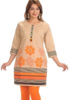 Salwar Studio Beige Printed Kurtis