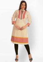 Salwar Studio Cream Printed Kurtis