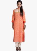 Salwar Studio Orange Printed Kurti