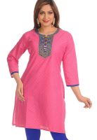 Salwar Studio Pink Embroidered Kurtas
