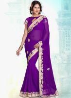 Sourbh Sarees Purple Embroidered Saree
