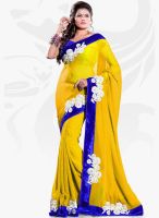 Sourbh Sarees Yellow Embroidered Saree
