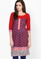 Span Maroon Printed Kurta